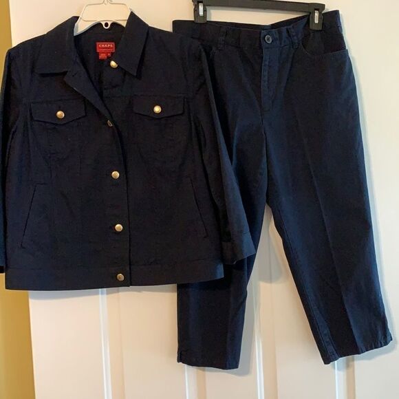 Chaps denim Medium jacket with size 8 Capris - Picture 1 of 9